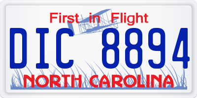 NC license plate DIC8894