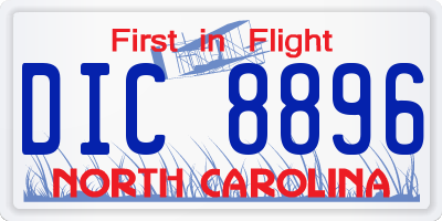 NC license plate DIC8896
