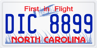 NC license plate DIC8899