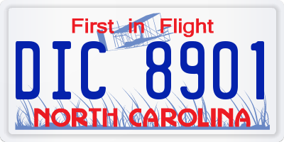NC license plate DIC8901