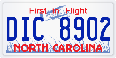 NC license plate DIC8902