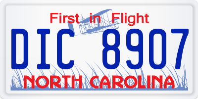 NC license plate DIC8907