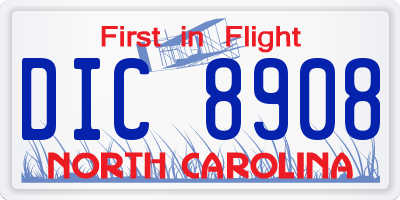 NC license plate DIC8908