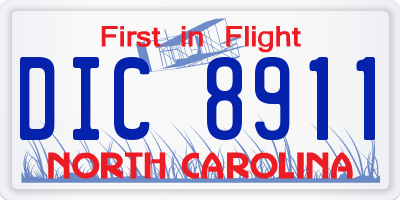 NC license plate DIC8911