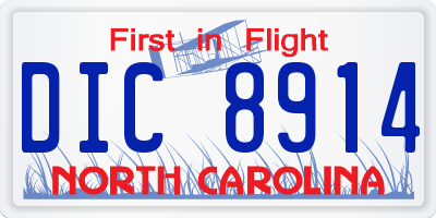 NC license plate DIC8914