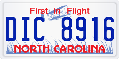 NC license plate DIC8916