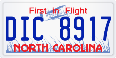 NC license plate DIC8917