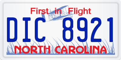 NC license plate DIC8921