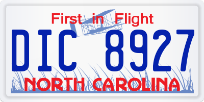 NC license plate DIC8927