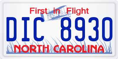 NC license plate DIC8930