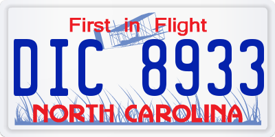 NC license plate DIC8933