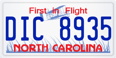 NC license plate DIC8935