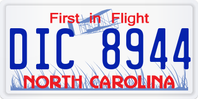 NC license plate DIC8944