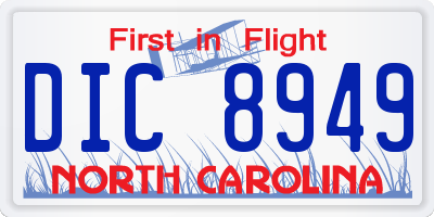 NC license plate DIC8949
