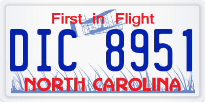 NC license plate DIC8951