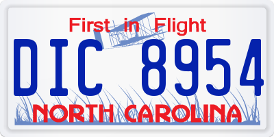 NC license plate DIC8954