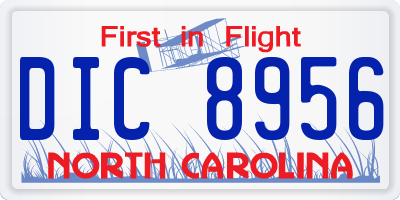 NC license plate DIC8956