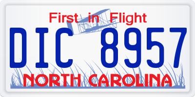 NC license plate DIC8957