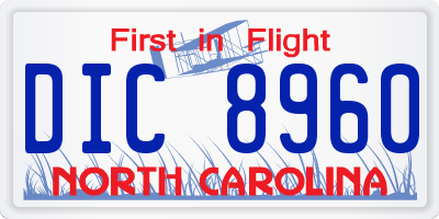 NC license plate DIC8960