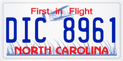 NC license plate DIC8961