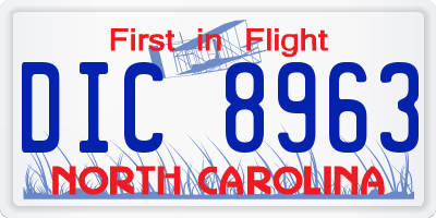 NC license plate DIC8963