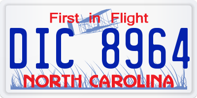 NC license plate DIC8964