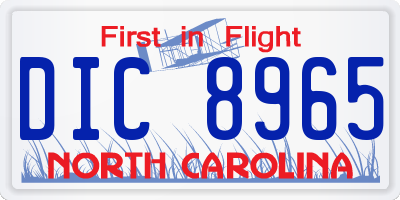 NC license plate DIC8965