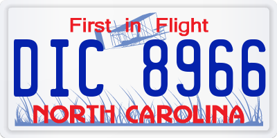 NC license plate DIC8966