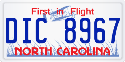 NC license plate DIC8967