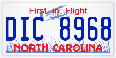 NC license plate DIC8968