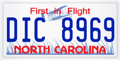 NC license plate DIC8969