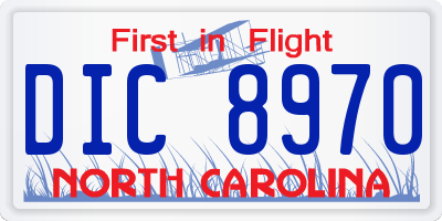 NC license plate DIC8970