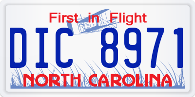 NC license plate DIC8971