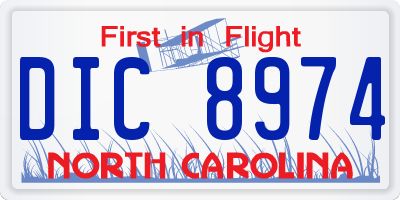 NC license plate DIC8974