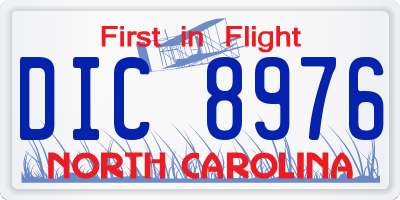 NC license plate DIC8976