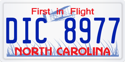 NC license plate DIC8977