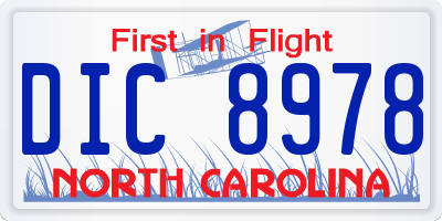 NC license plate DIC8978