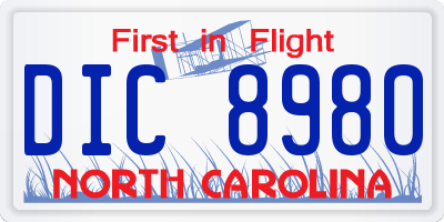 NC license plate DIC8980