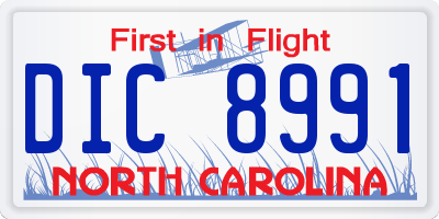 NC license plate DIC8991