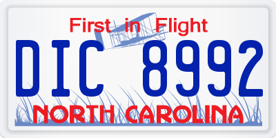 NC license plate DIC8992