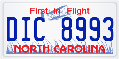 NC license plate DIC8993