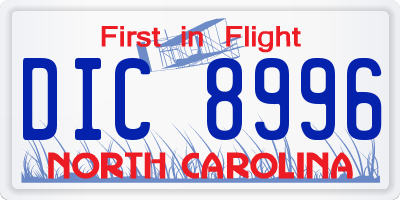 NC license plate DIC8996