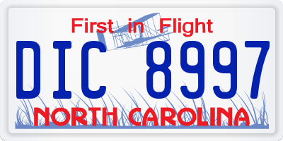 NC license plate DIC8997