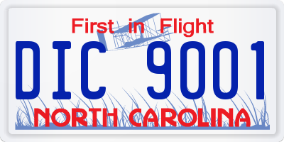 NC license plate DIC9001