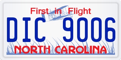 NC license plate DIC9006
