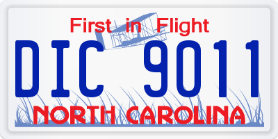NC license plate DIC9011