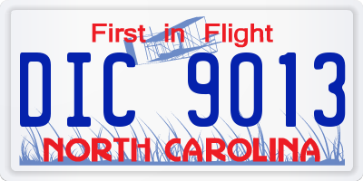 NC license plate DIC9013