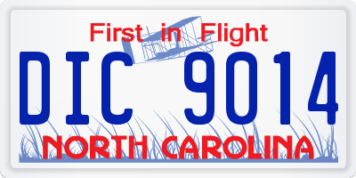 NC license plate DIC9014