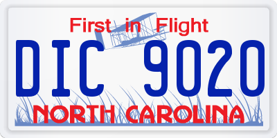 NC license plate DIC9020