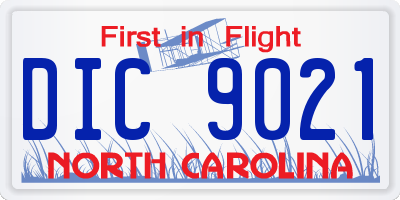 NC license plate DIC9021
